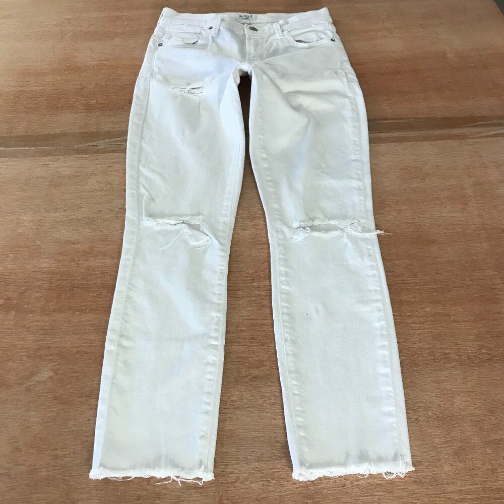 White Distressed Women’s Ankle Jeans